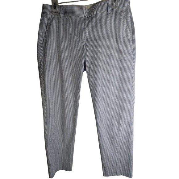 J.Crew Seersucker Pants Womens Sz 6  25" Inseam Cropped Coastal Chic Preppy - Picture 3 of 11